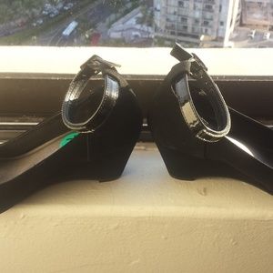 Faux Suede black wedges